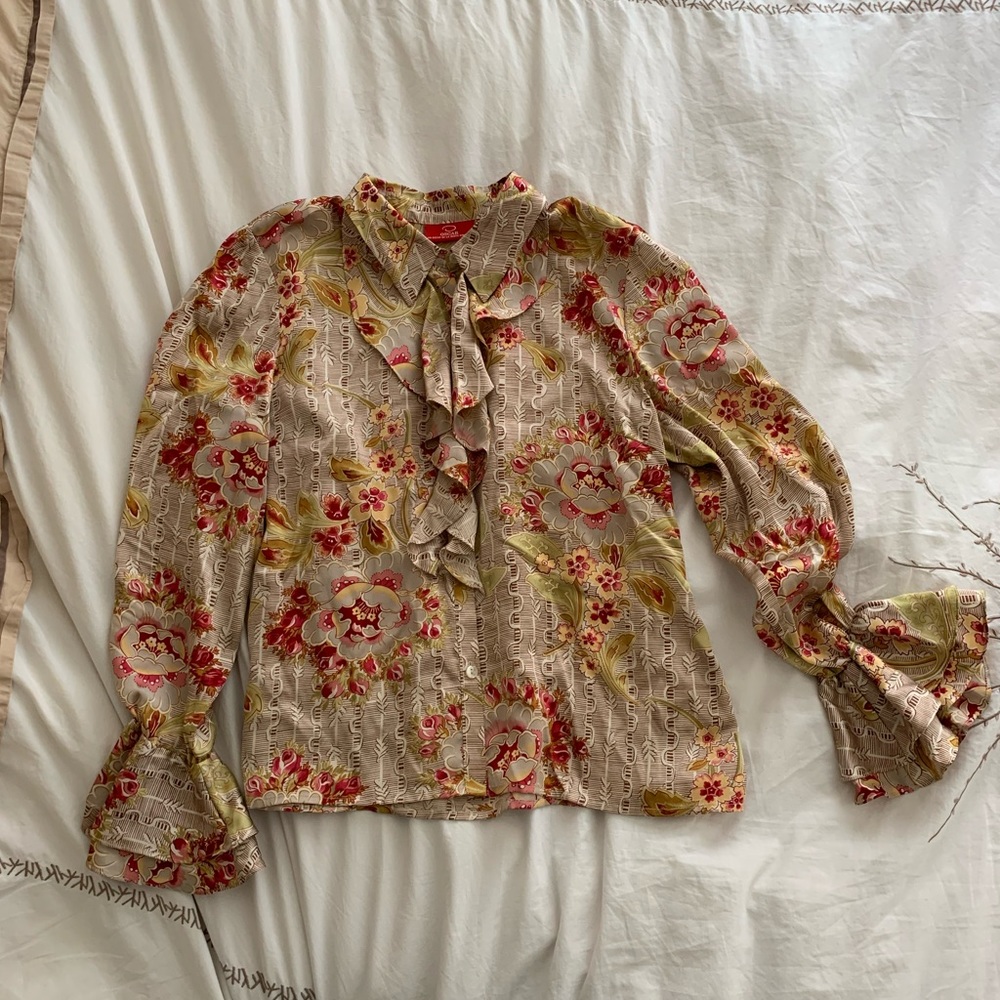 Oscar De La Renta Vintage Silk Blouse - Size 12